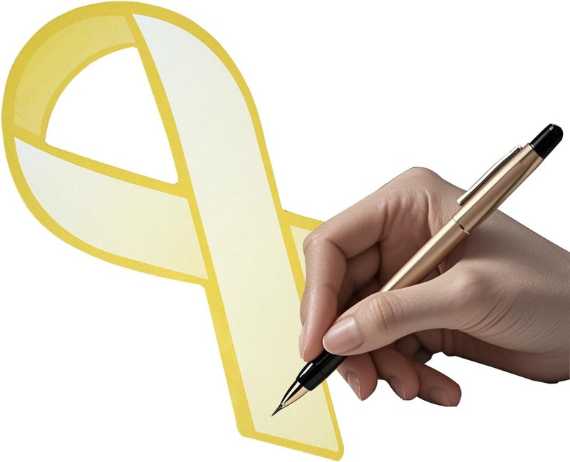 cogont 100pcs Gold Ribbon Shaped Paper Ribbons – Gold Paper Awareness Ribbons for Childhood Cancer, Neuroblastoma Cancer, COPD Awareness, Awareness Campaigns, Fundraising, Decorating - Image 3